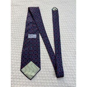 Bronzini x Briar Brentwood England Hand Made Silk Tie Circles Navy Wide 4.5W 56L